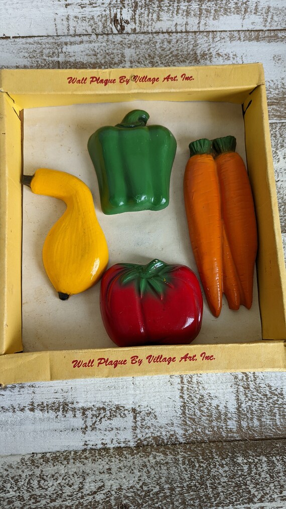 Vintage Vegetable Chalkware Wall Decor Squash Peppertomato Etsy