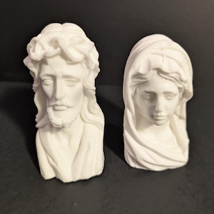 Jesus And Mary Alabaster Bust Figurines