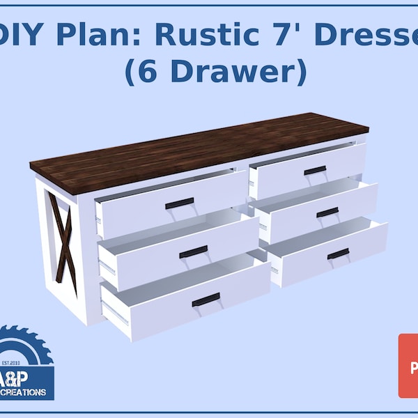 DIY Plan - Farmhouse Dresser (6 Drawer)