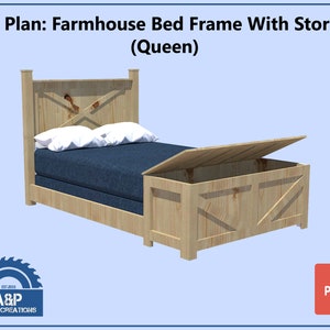 DIY Plan - Farmhouse Bed With Storage (Queen)