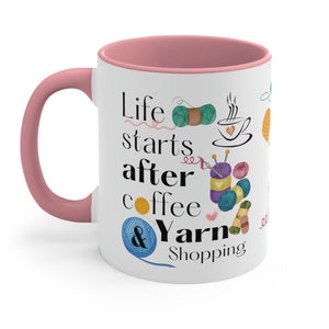 Life Begins After Coffee & Yarn Mug: Funny Knitting Crochet Gift