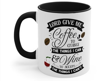 Coffee & Wine Mug: Funny Novelty Gift, 11oz Ceramic Mug