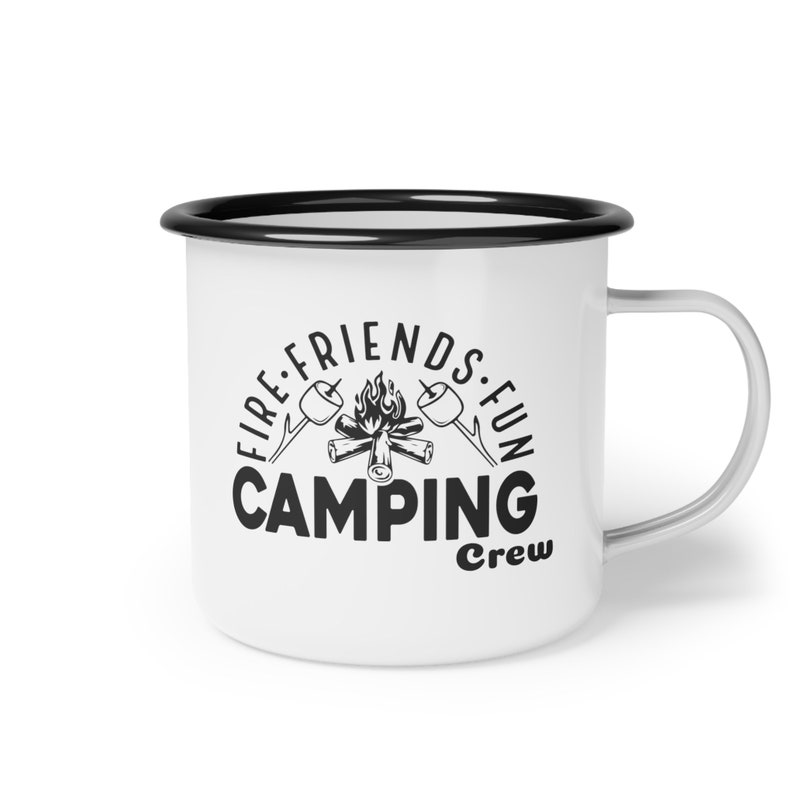 Camping Mug Fire Friends Fun Camping Crew Enamel Camp Cup Etsy