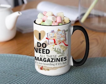 Funny Ceramic Coffee Mug, Magazine Lover Gift, Junk Journaling