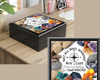 Rock Hound Keepsake Box: "Not All Who Wander" Ceramic Jewelry Box