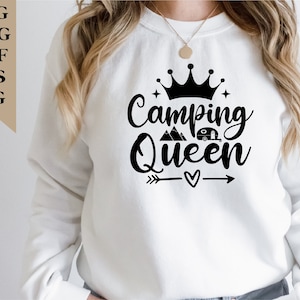 Reina del Camping SVG, PNG, DXF, EPS, JPEG, Diseño de Vida de Campismo, Descarga Digital Instantánea, Imprimible en Cricut para Uso Comercial