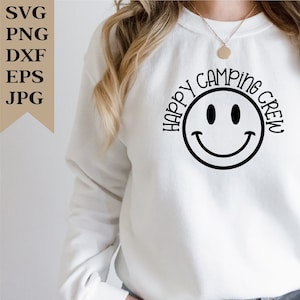 Equipo de acampada feliz, diseño de vida de acampada, descarga digital instantánea, imprimible en Cricut para uso comercial y empresarial.