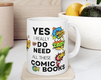 Comic Book Mug, Collector Gift, Funny Pop Art Coffee Cup