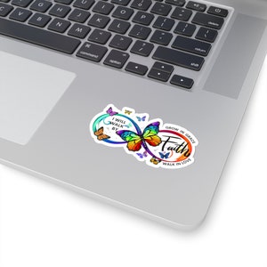 Faith & Butterfly Sticker: Inspirational Laptop Decal (3&quot;x3&quot;)