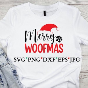 Dog Christmas svg png dxf eps jpg Merry Woofmas SVG, Dog Lover Design, Instant Digital Download Printable Cricut For Commercial Business Use