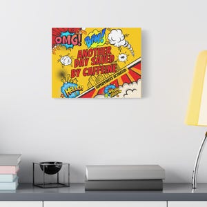 Arte su tela con caffeina di fumetti: superpotere attivato, 14x11 opaco