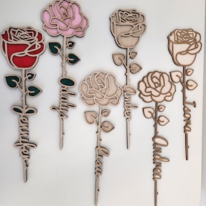 Valentine Rose, Wood Rose, Personalized Name Rose, Mothers Day Rose, Multi Layer Rose, Laser Cut Rose