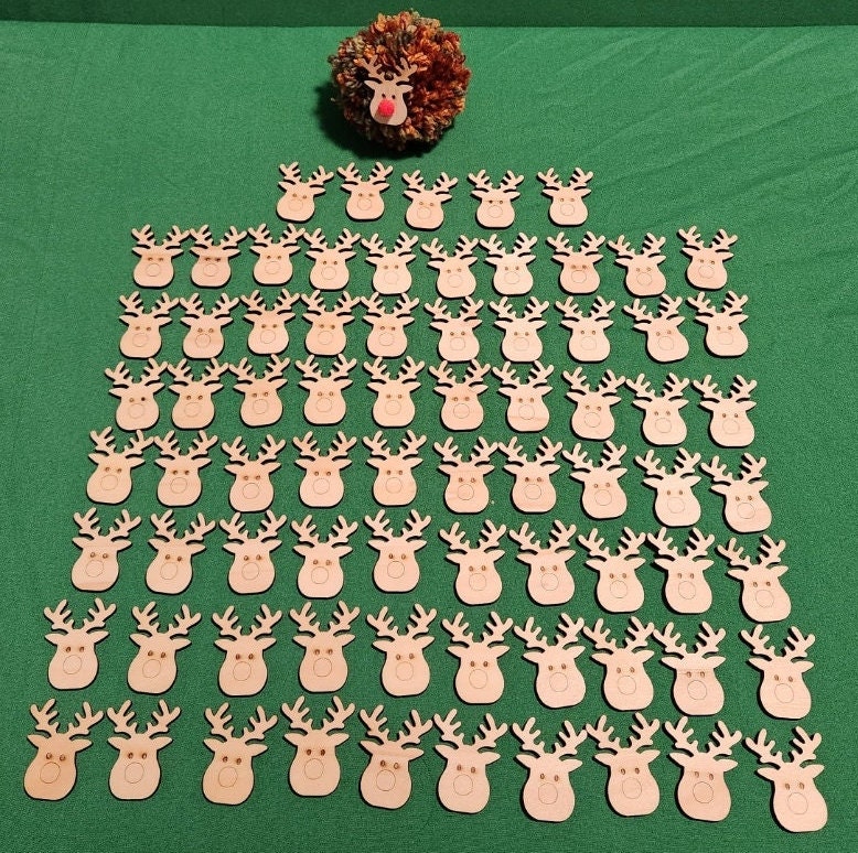 Reindeer head for pom pom reindeer. DIY ornaments, Craft blanks,…