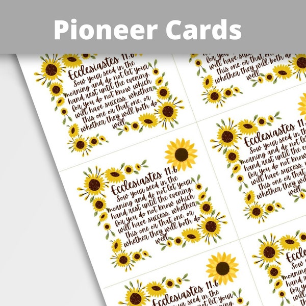 Pioneer Card and Gift Tag Printable Sunflower, Tarjeta Para precursores con girasol