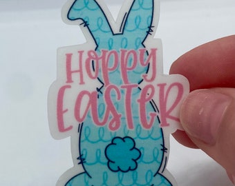 Clear Sticker: Easter Sticker, Hoppy Easter, Waterproof Sticker, Journal Sticker, Phone Sticker, Laptop Decal, Water Bottle Decal