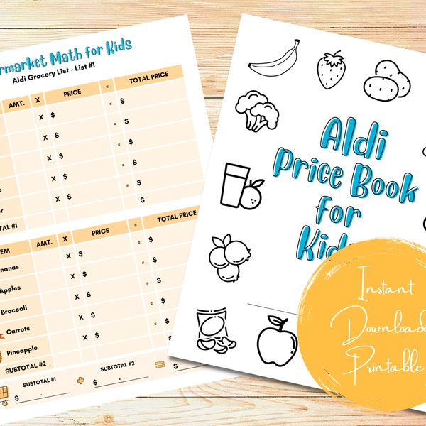 Supermarket Math for Kids|Grocery Shopping Worksheets|Instant Download|Homeschool Learning|Money Activities|Teacher Resources|Budget