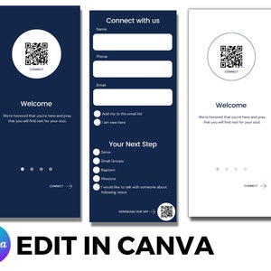 Church Connect Card Canva Template | Customize Colors | 8.5" x 3.5"