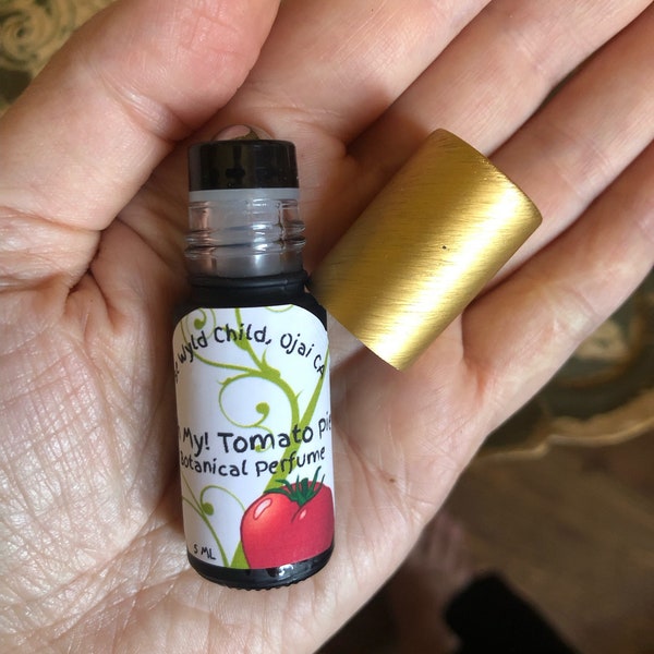 Farmers Market Natural Tomato Leaf Perfume in a Roll On. Natural Scents of Tomato, Apricot, Honey & Herbs. Summer, Handmade Perfume. Ojai CA
