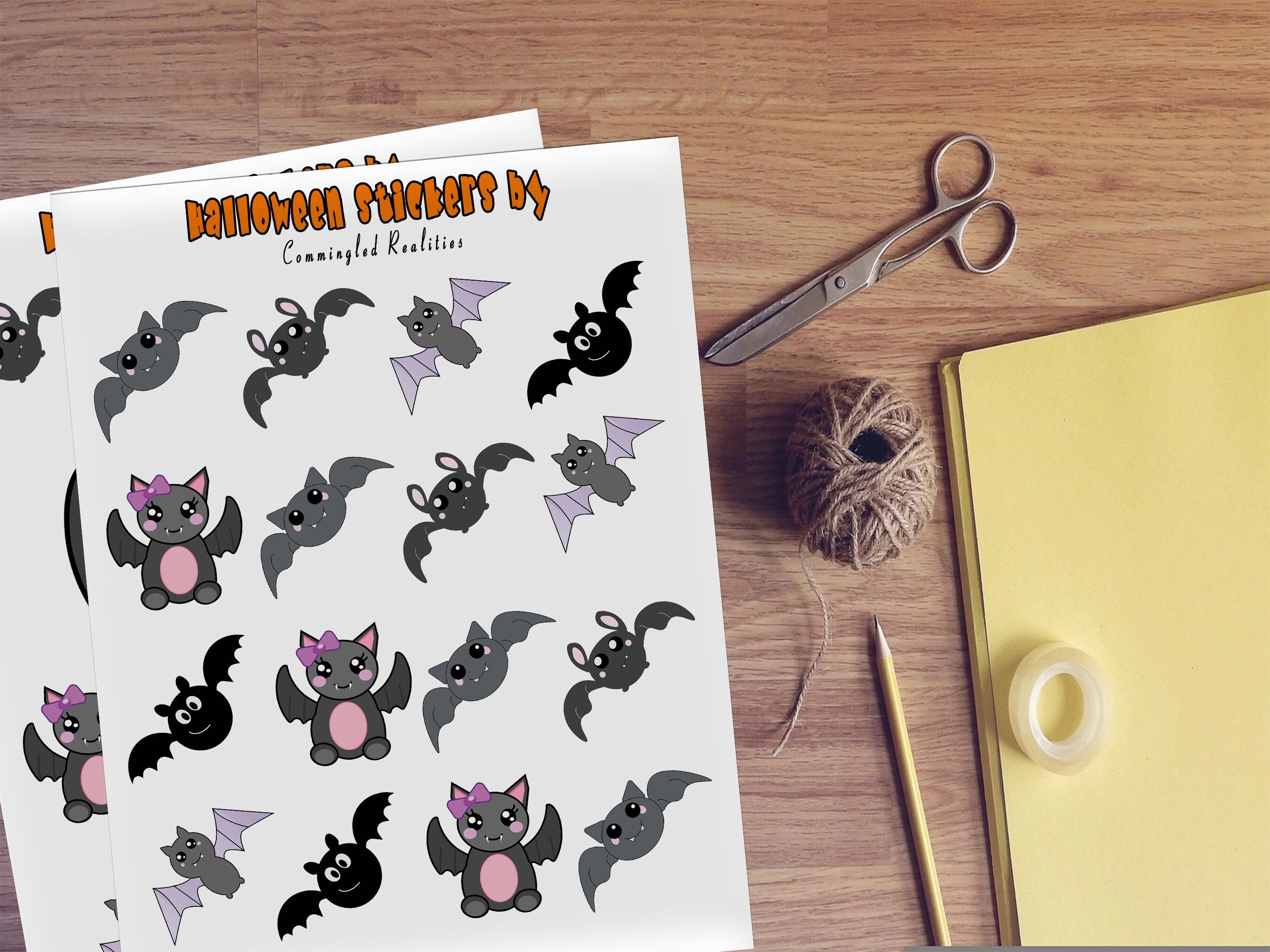 Cute Halloween PNG Printables Stickers, Cute Bat Stickers, Print and ...