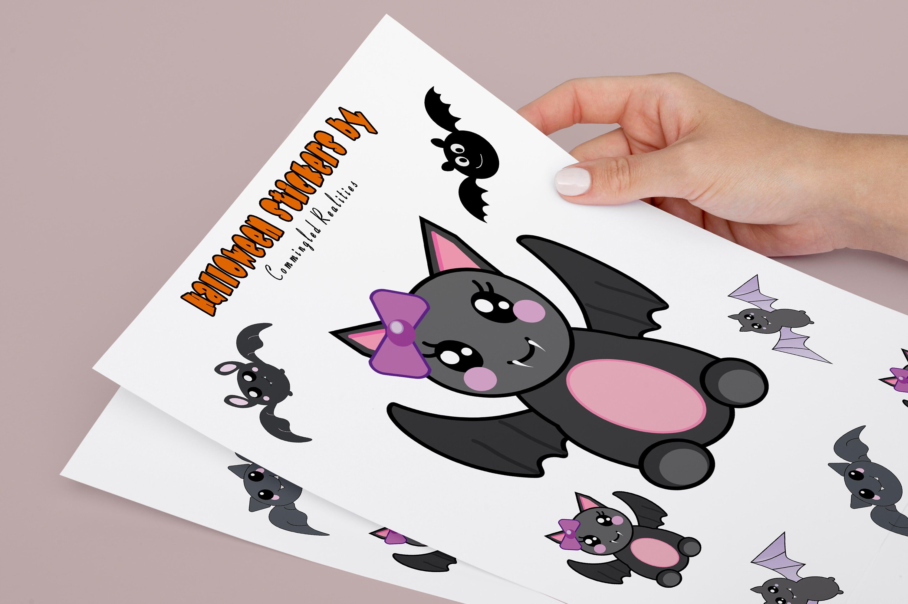 Cute Halloween PNG Printables Stickers, Cute Bat Stickers, Print and ...