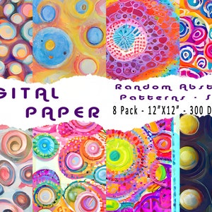 arte de círculos abstractos, fondos de papel digital, paquete de papel digital, descarga de impresiones digitales de moda, arte abstracto
