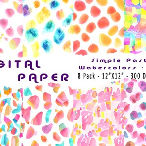 Simple Pastel Watercolors Set 3, abstract digital paper, digital paper backgrounds, digitals papers pack, digital prints download trendy,