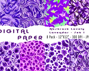 Abstract Purples or Lavender digital papers, digital paper backgrounds, digitals papers pack, digital prints download