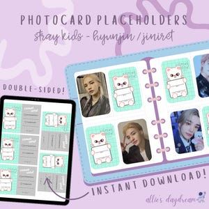 Carpeta de tarjetas fotográficas de Stray Kids Hyunjin SKZOO Jiniret Kpop, marcador de posición de relleno de tarjeta faltante - Descarga digital PNG