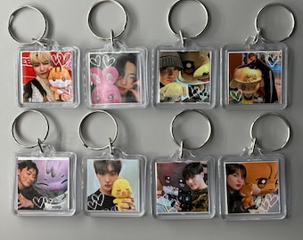 Ateez Aniteez Cute Doodled Photo and Handwriting Message Double Sided Square Keychain
