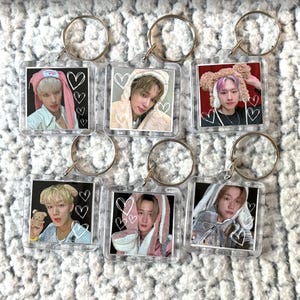 P1Harmony P1H Member Cute Doodle Photo and Handwriting Message Double Sided Square Keychain