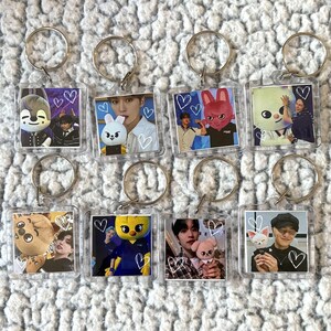 Stray Kids SKZ SKZOO Cute Doodled Photo and Handwriting Message Square Double Sided Keychain