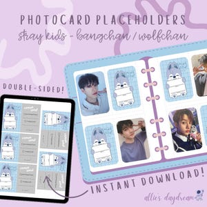 Carpeta de tarjetas fotográficas de Stray Kids Bangchan SKZOO WolfChan Kpop, marcador de posición de relleno de tarjeta faltante - Descarga digital PNG