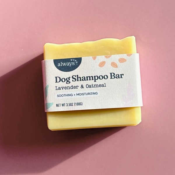 AlwaysPups Dog Shampoo Bar, Natural Formula with Oatmeal and Lavender, Moisturizing & Soothing Dog Calming Soap
