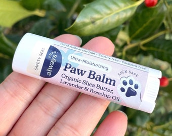 Natural Organic Paw Balm for Dogs, Lick Safe, Dry Cracked Paws Salve, Moisturizing Paw Protector, Dog Gift, Organic Shea Butter Lavender Oil