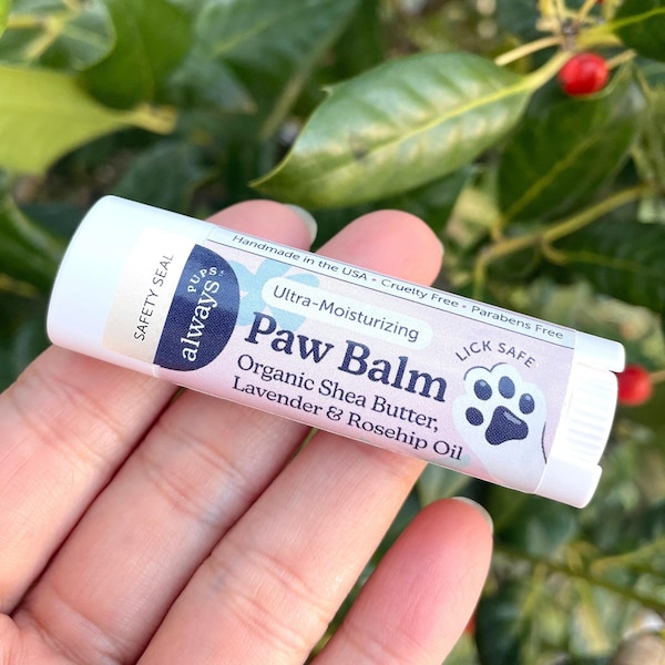 Natural Organic Paw Balm for Dogs, Lick Safe, Dry Cracked Paws Salve, Moisturizing Paw Protector, Dog Gift, Organic Shea Butter Lavender Oil