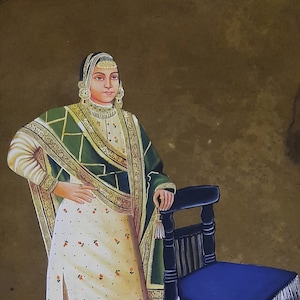 Vintage Mughal Royal Princess Painting: Hand-Painted Miniature Art