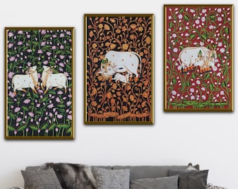 Cow Pichwai Painting: Traditional Indian Wall Art