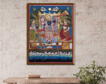Hand-Painted Shrinathji Pichwai Painting: Traditional Indian Home Decor Art