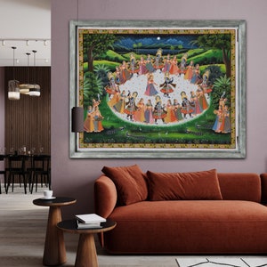 Radha Krishna Raas Leela Pichwai Painting: Indian Handmade Art
