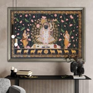 Handmade Lord Shrinathji Pichwai Painting: Traditional Indian Art