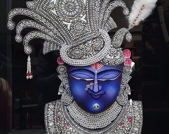 Shrinathji Tanjore Art: Embossed 3D Painting With Swarovski Studs
