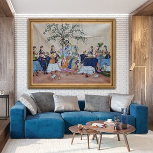 Radha Krishna Pichwai Painting: Handmade Indian Art on Cotton