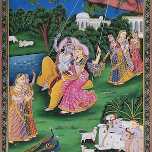 Hand Painted Radha Krishna Pichwai Painting: Traditional Indian Art
