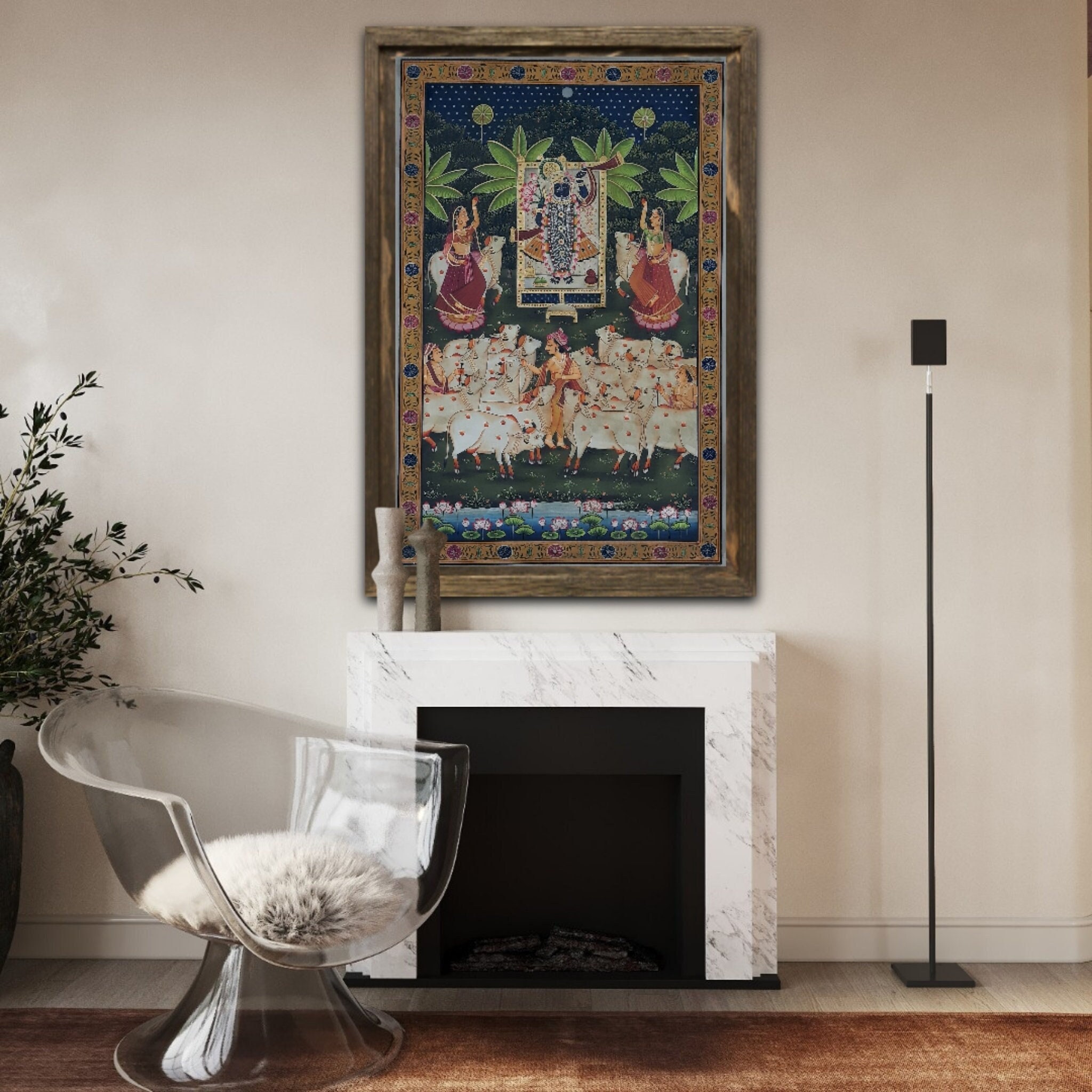 Lord Shrinathji Pichwai Painting: Handmade Traditional Krishna Art