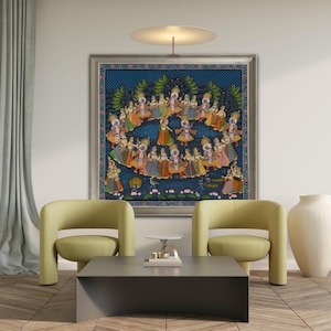 Radha Krishna Raas Leela Pichwai Painting: Indian Handmade Art