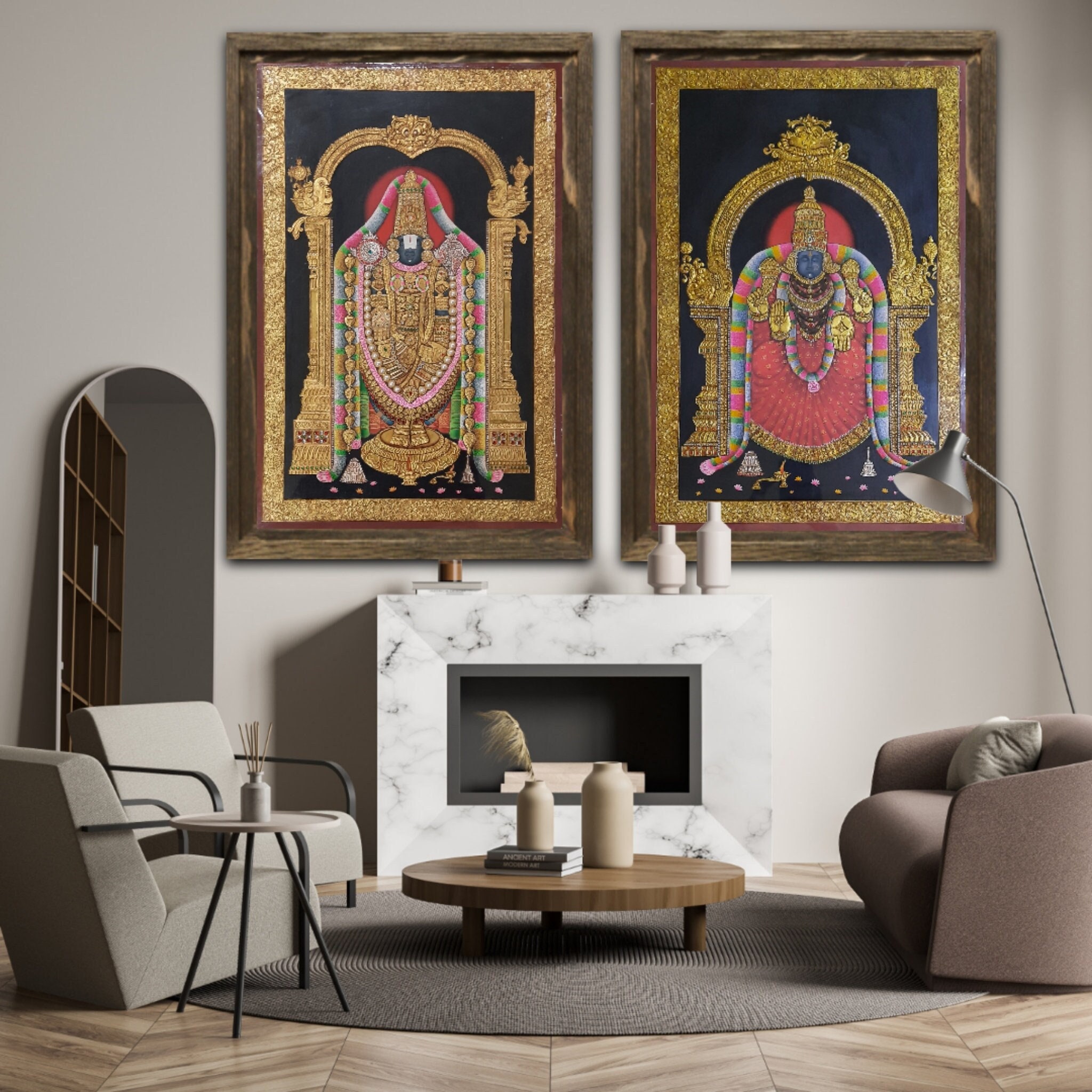 Hand Painted Tanjore Painting, Lord Tirupati Balaji, Gold Foil