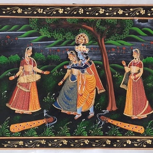 Radha Krishna Finest Indian Love Scene Miniature Painting, Traditional Painting, Miniature Art, Delicate Exquisite Art, Wall Hanging, Art