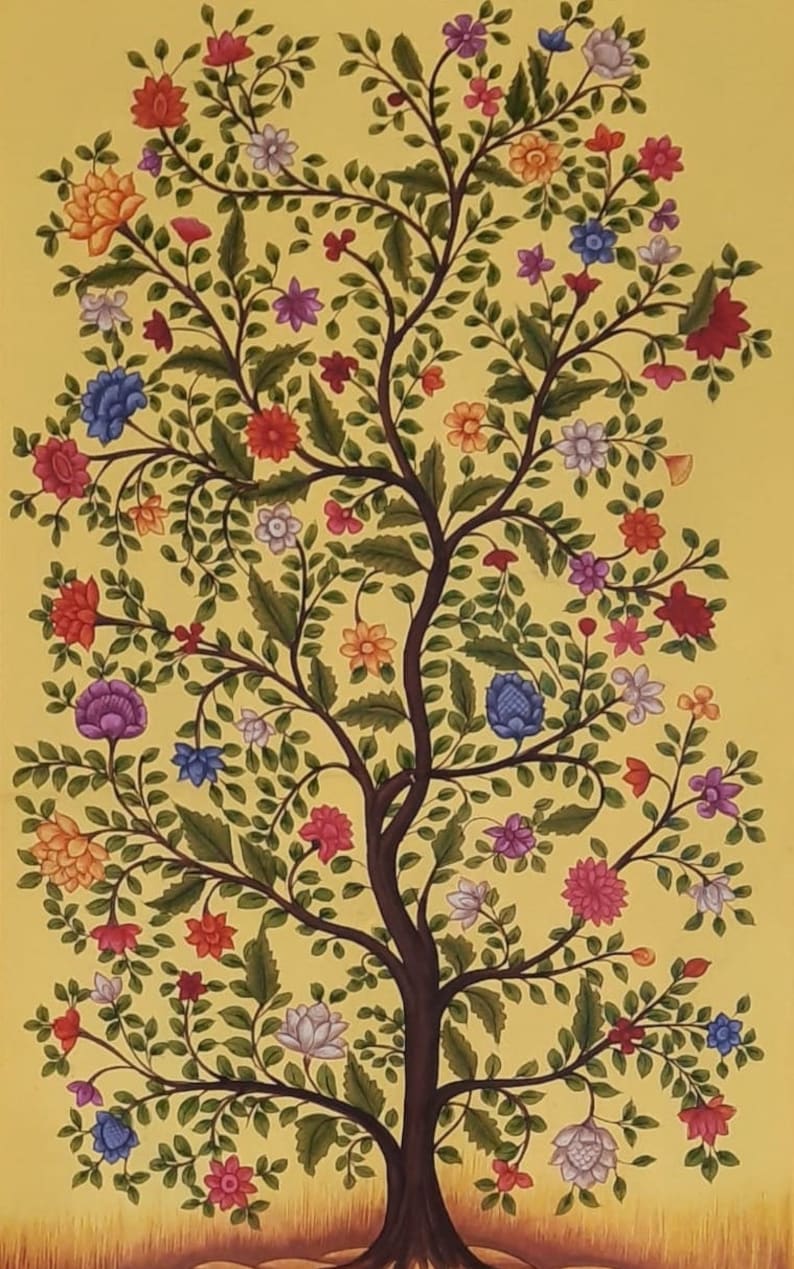 Handmade Tree of Life Pichwai Painting: Traditional Indian Wall Art - Etsy