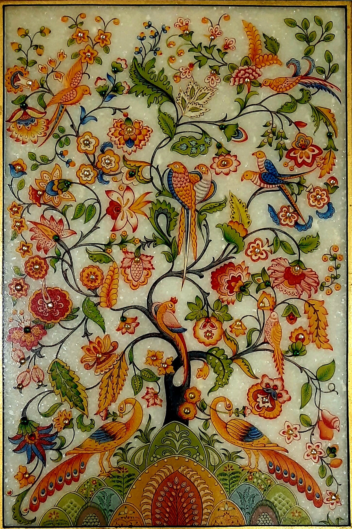 Hand Painted Tree of Life Pichwai Painting on Marble - Indian Art - Etsy