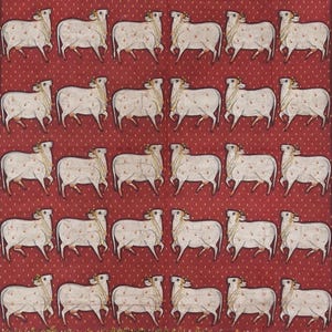 Handpainted Pichwai Cow Painting on Cotton Cloth - Traditional Indian Art immagine 3